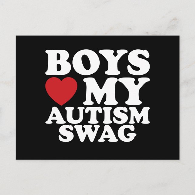 Postal Los chicos aman mi autismo swag conciencia corazón (Anverso)
