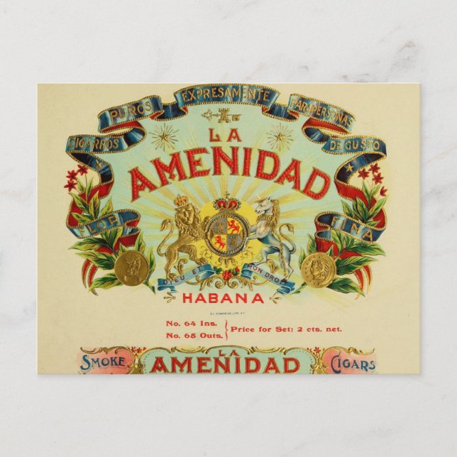 Postal Los cigarros de La Amenidad (Anverso)