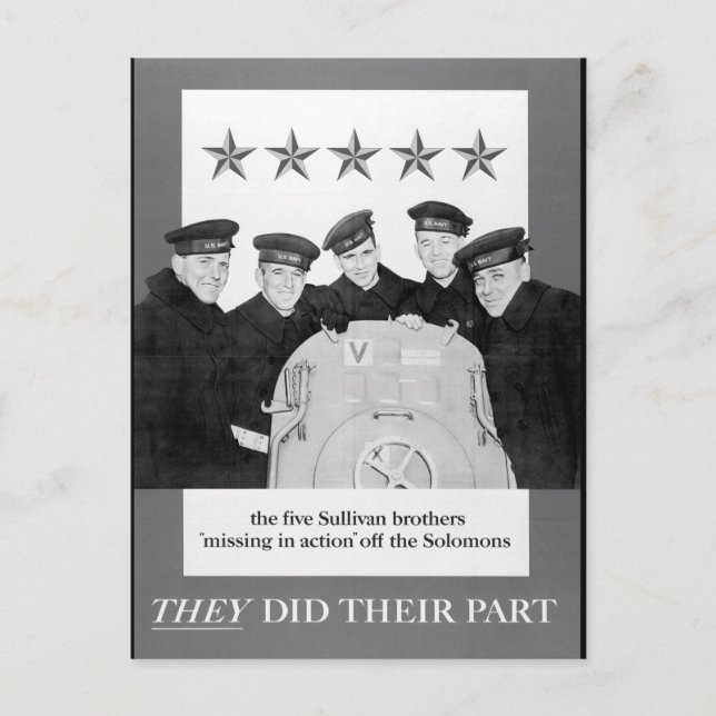 Postal Los cinco hermanos Sullivan "imagen de guerra perd (Anverso)