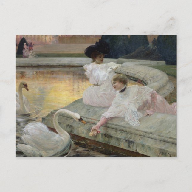 Postal Los cisnes, 1900 (Anverso)