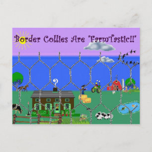 Postal Los Collies de bordes son "Farm Tastic"~Postcard