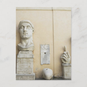 Postal Los componentes de una estatua gigante del Emperad