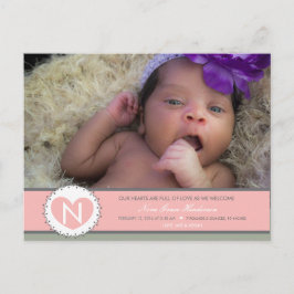 Postal Los corazones son anuncio de parto de bebé complet