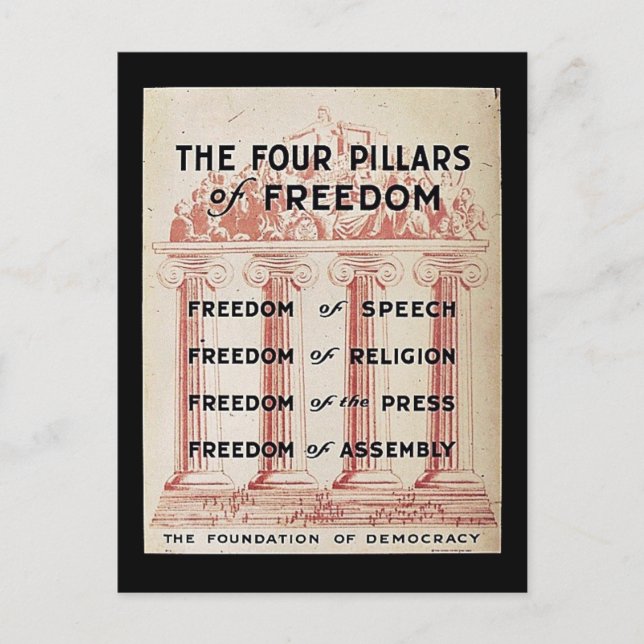 Postal Los Cuatro Pilares De La Libertad (Anverso)
