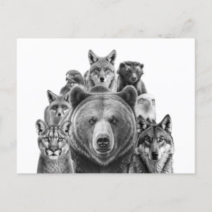 Postal Los depredadores de los animales de Woodland en No
