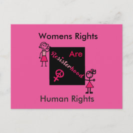 Postal Los derechos de las mujeres rosadas son derechos h