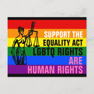 Postal Los derechos LGBTQ son la bandera del orgullo gay 