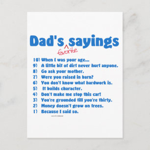 Postal Los dichos favoritos de papá sobre regalos para él