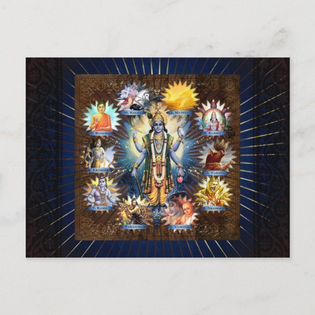 Postal Los Diez Avatares De Vishnu - Postcard (Anverso)