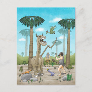 Postal Los dinosaurios conocen a la Edad de Piedra
