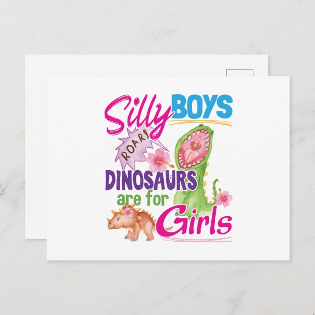 Postal Los dinosaurios de los chicos tontos son para Chic (Anverso / Reverso)