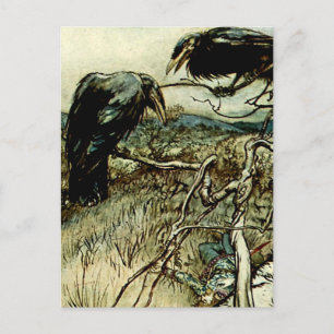 Postal “Los dos cuervos” de Arthur Rackham