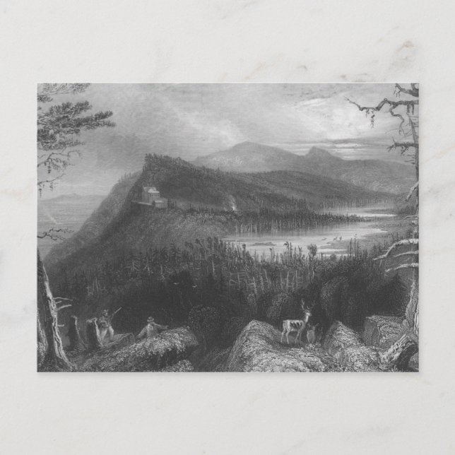 Postal Los dos lagos y la casa de montaña (Anverso)