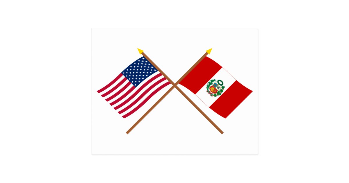 Postal Los E E U U Y Banderas Cruzadas Peru Zazzle Es