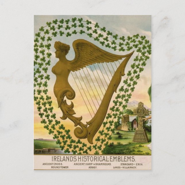 Postal Los emblemas históricos de Irlanda (Anverso)