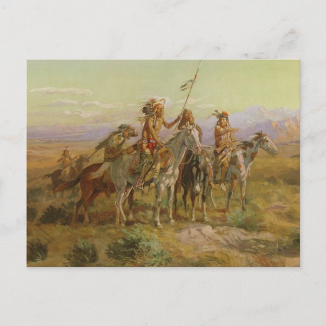 Postal Los exploradores (Anverso)