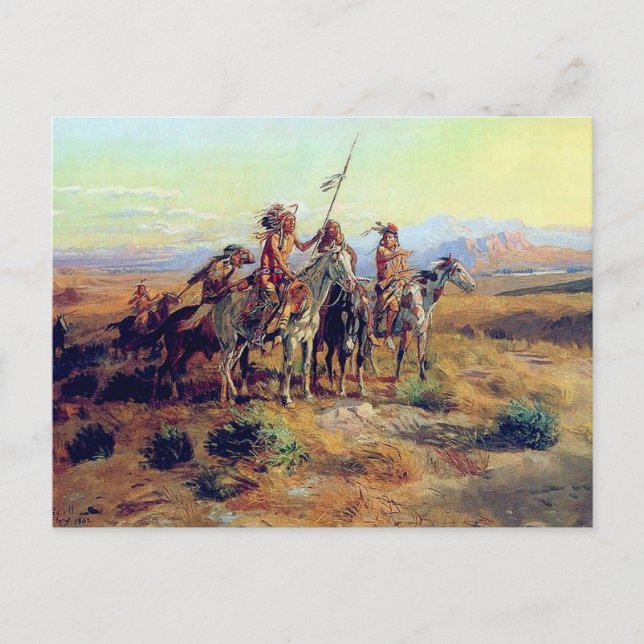 Postal Los exploradores (Anverso)