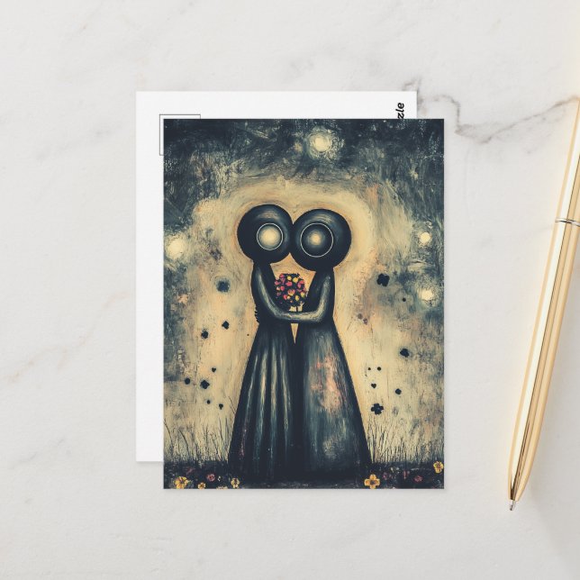 Postal Los extranjeros enamorados en un abrazo (Anverso/Reverso In Situ)