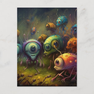 Postal Los Extraños Insectos Coloridos