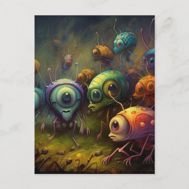 Postal Los Extraños Insectos Coloridos (Anverso)