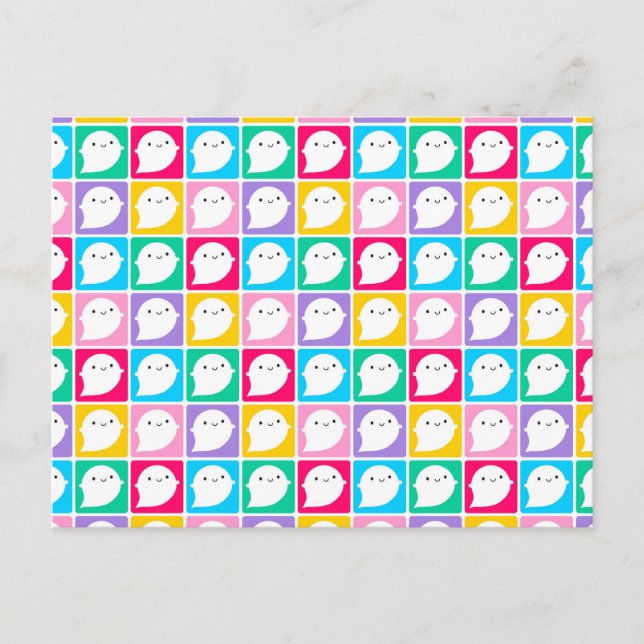 Postal Los fantasmas coloridos de Kawaii (Anverso)