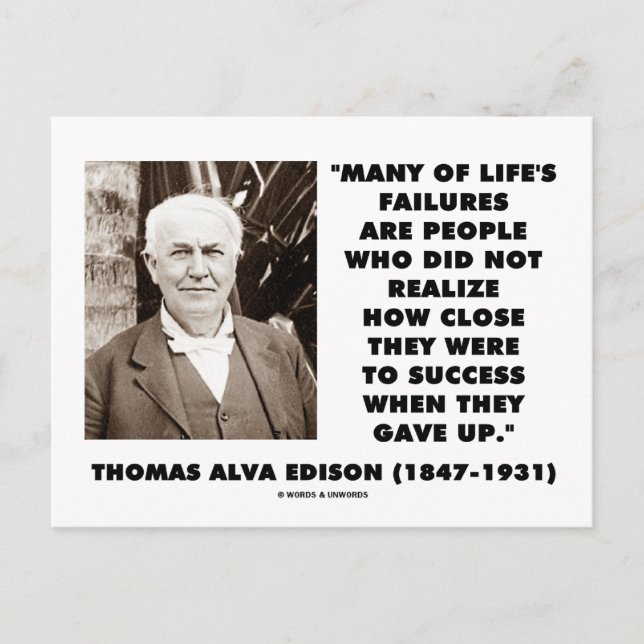 Postal Los Fracasos De Thomas Edison Cerca Del Éxito Se R (Anverso)