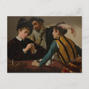 Postal Los fulleros por Caravaggio