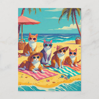 Postal Los gatos descansan en la playa