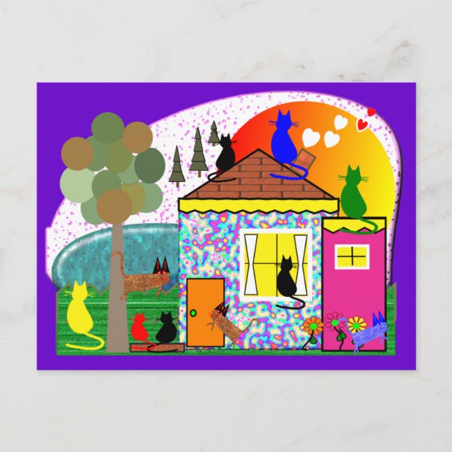 Postal Los Gatos Están Asumiendo La Casa (Anverso)