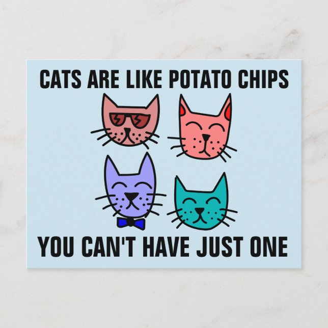 POSTAL LOS GATOS SON COMO LOS CHIPS DE POTATO QUE NO PUED (Anverso)