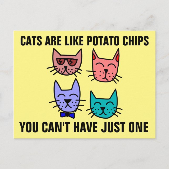POSTAL LOS GATOS SON COMO LOS CHIPS DE POTATO QUE NO PUED (Anverso)