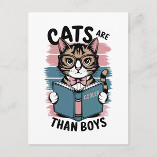 Postal Los gatos son más geniales que los chicos