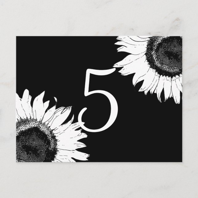 Postal Los girasoles blancos en los números de las mesas  (Anverso)