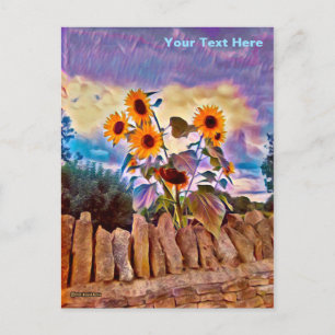 Postal Los girasoles en la pared del rock