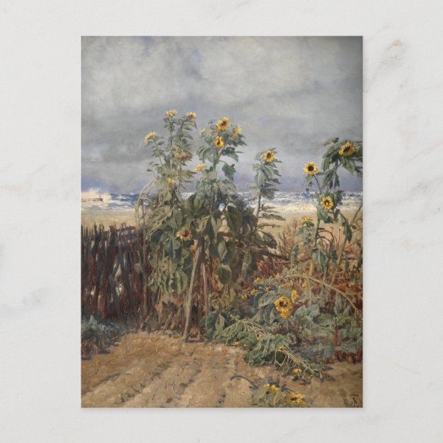 Postal Los girasoles en la playa | Thorvald Niss (Anverso)