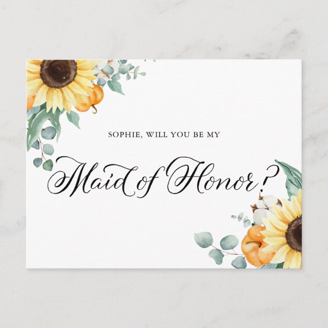 Postal Los girasoles y las calabazas son mi carta de hono (Anverso)