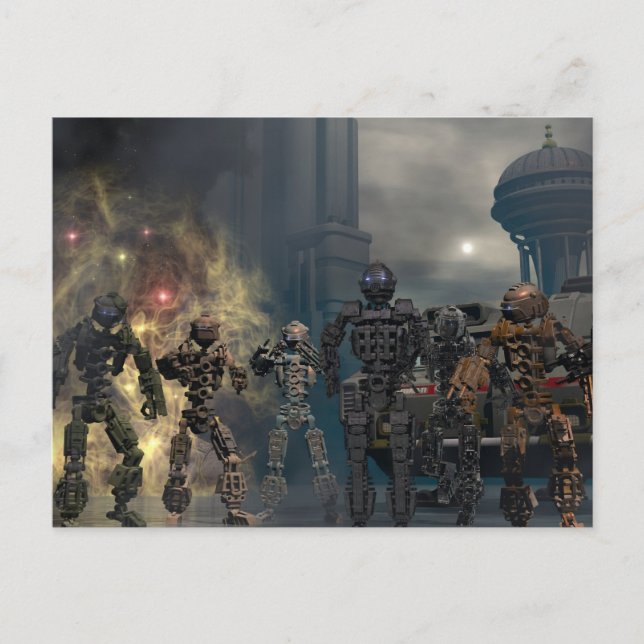 Postal los gloriosos siete robots b (Anverso)