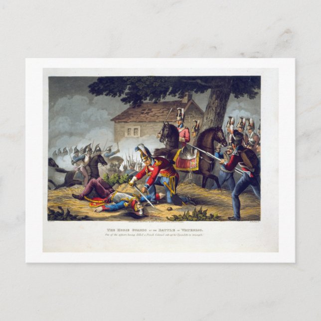 Postal Los Guardias de Caballos en la batalla de Waterloo (Anverso)