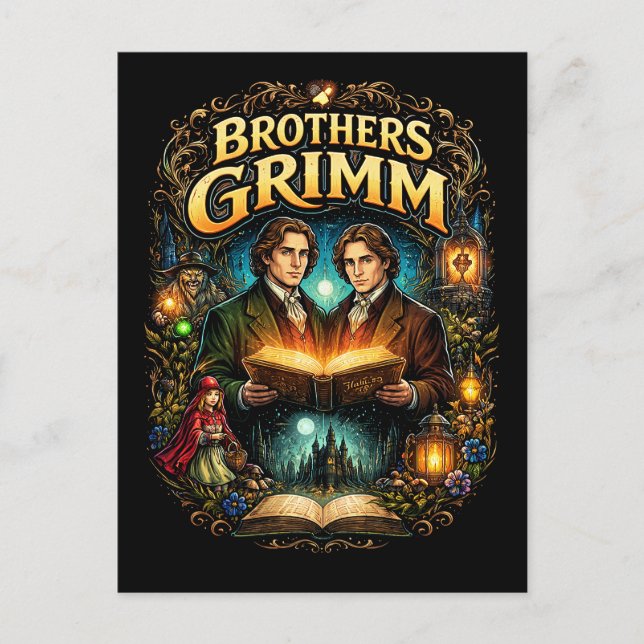 Postal Los hermanos Grimm (Anverso)