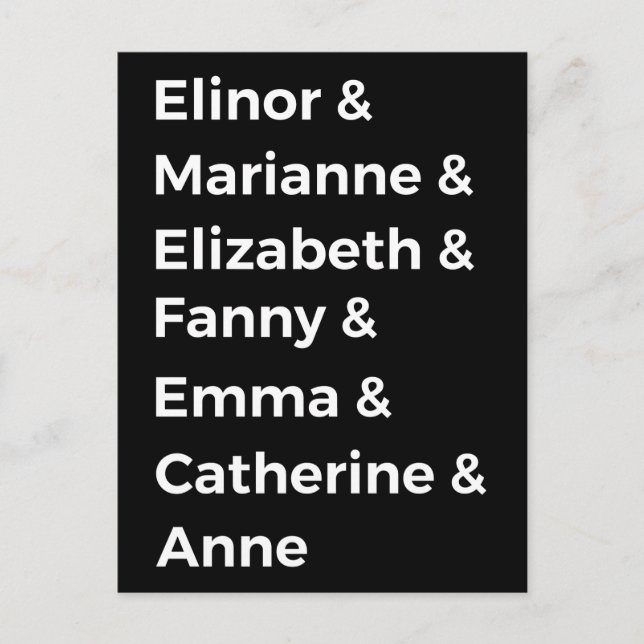 Postal Los héroes de Jane Austen I (Anverso)