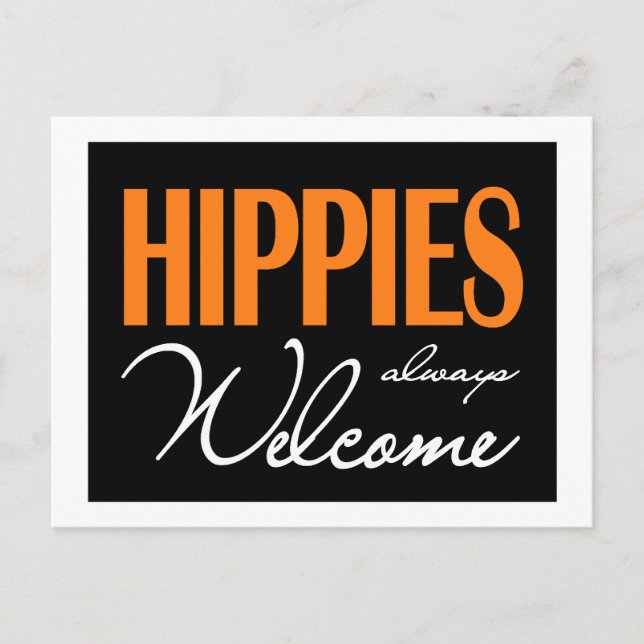 Postal Los hippies siempre son bienvenidos (Anverso)