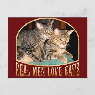Postal Los hombres de verdad aman los gatos