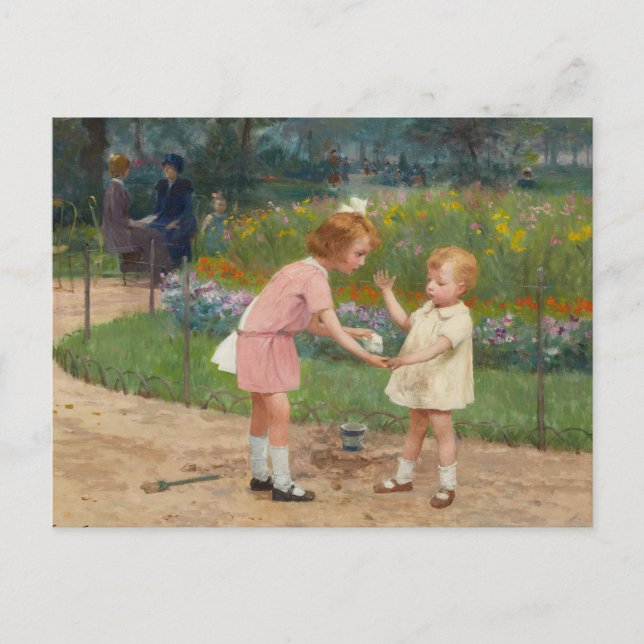 Postal Los jardines de Luxemburgo | Victor Gabriel Gilber (Anverso)