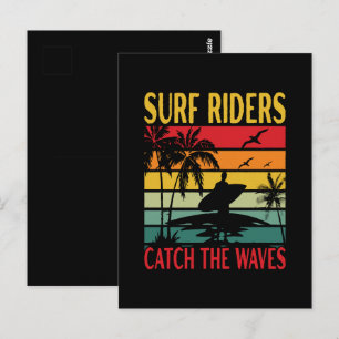 Postal Los jinetes de surf atrapan las olas