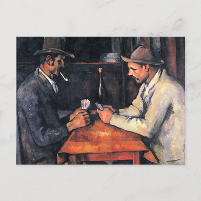 Postal Los jugadores de cartas por Paul Cezanne (Anverso)