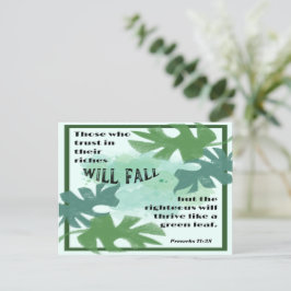 Postal Los justos y los proverbios de la hoja verde 11:28