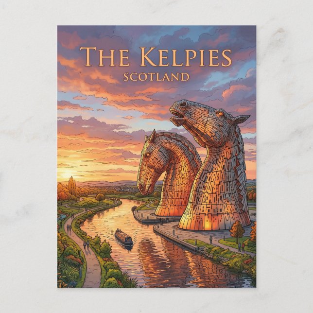 Postal Los Kelpies Reino Unido (Anverso)