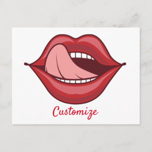 Postal Los labios rojos abren la boca, trueno