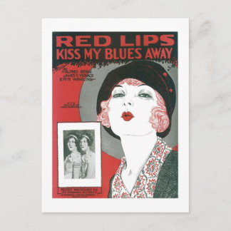 Postal Los labios rojos besan mi cubierta del libro de ca