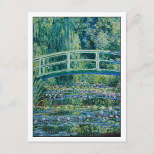 Postal Los lirios de agua y el puente japonés por Monet